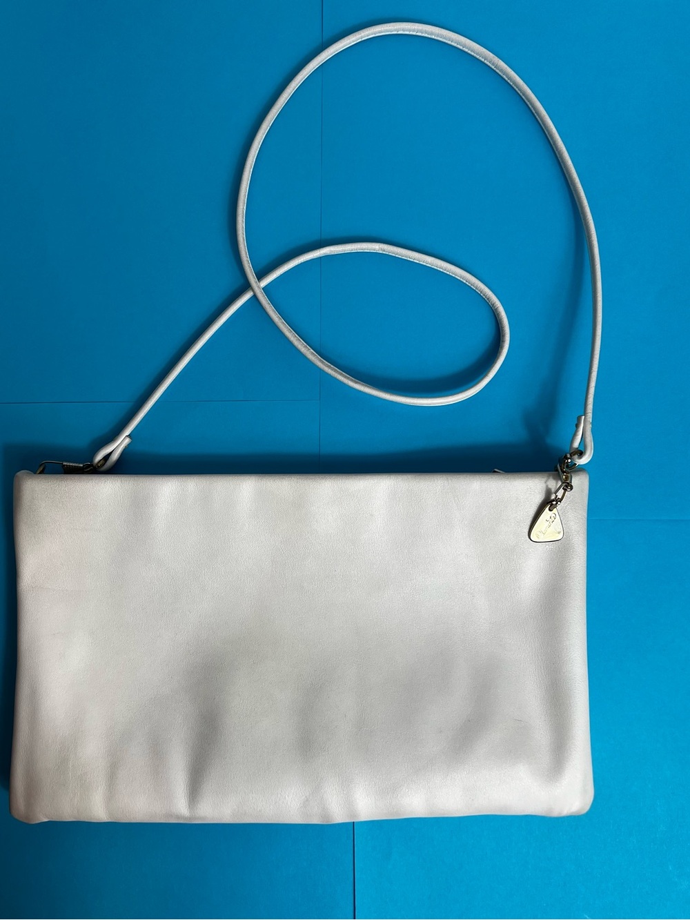 Vintage Y2K Clemente White Baguette Shoulder Bag Minimalist 90s 2000s Purse